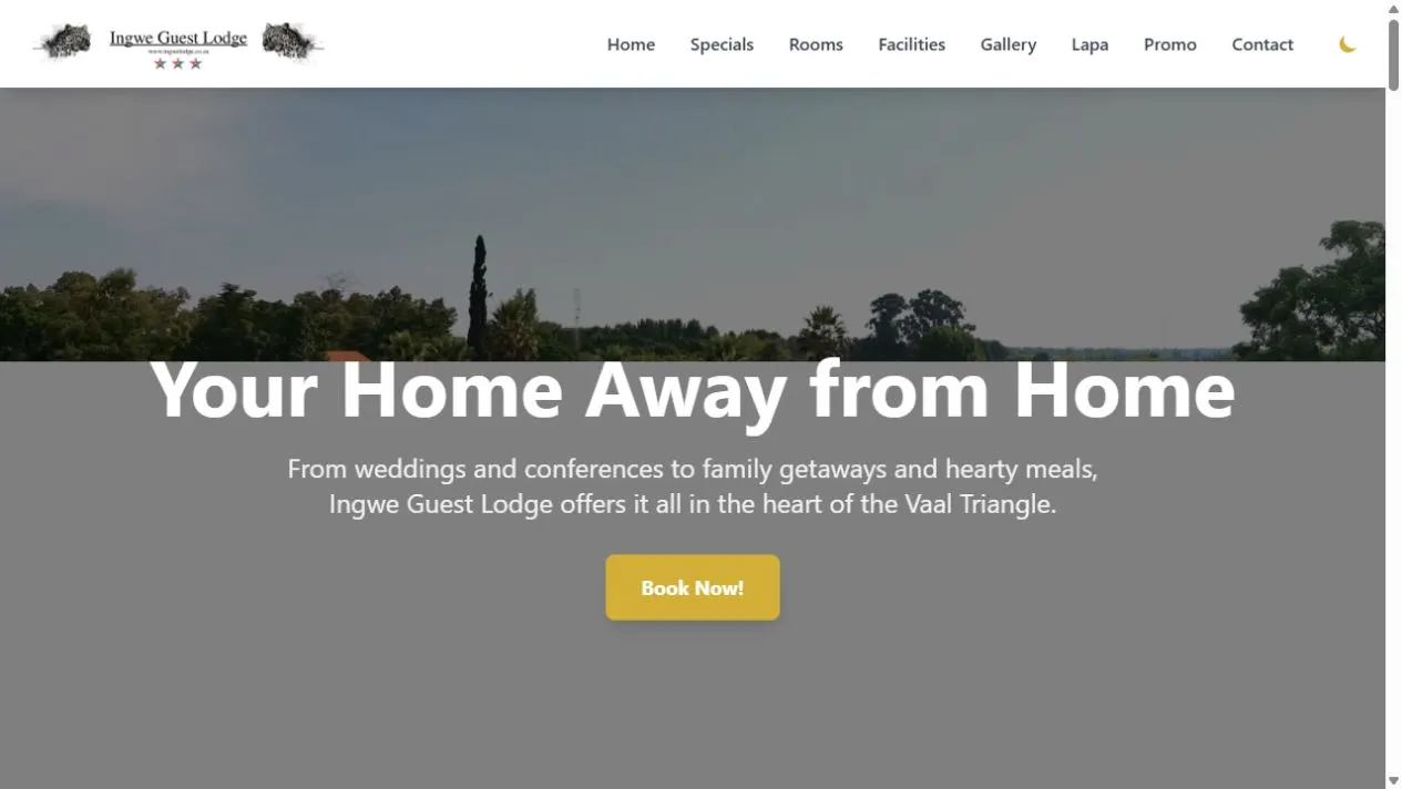 Ingwe Lodge website homepage